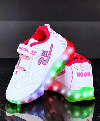 HOOH - Now comfort in fashion Boys & Girls Velcro Walking Shoes(White, 5-6 Years)