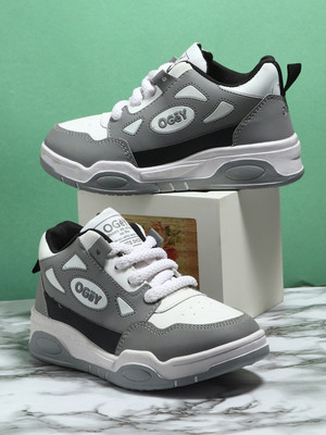 DURUKY Boys Lace Running Shoes(Grey, 7-8 Years)