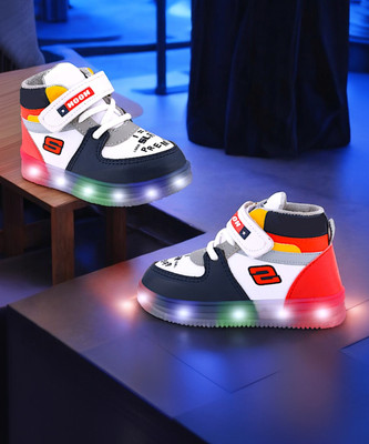 Hooh Boys Velcro Walking Shoes(White, 2-2.5 Years)