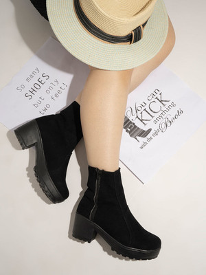SHOETOPIA Boots For Women(Black , 3)