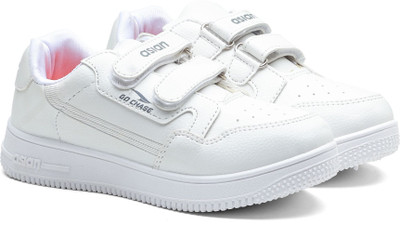 asian Boys Velcro Sneakers(White, 9-10 Years)