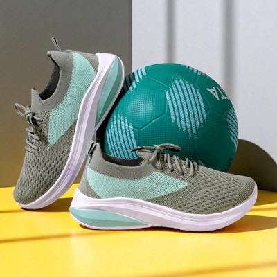 Free Kicks Boys Lace Running Shoes(Light Green, 7.5 - 8 Years)