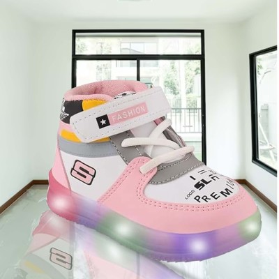 Prattle Foot Boys & Girls Velcro Sneakers(Pink, 3-3.5YR)