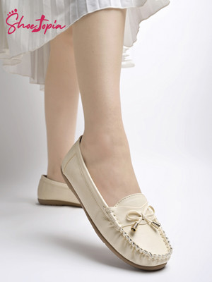 SHOETOPIA Girls Slip on Ballerinas(Beige, 10 Years)
