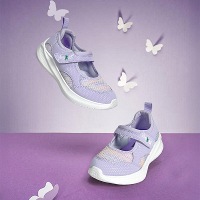 Hopits Girls Velcro Ballerinas(Purple, 6-7)