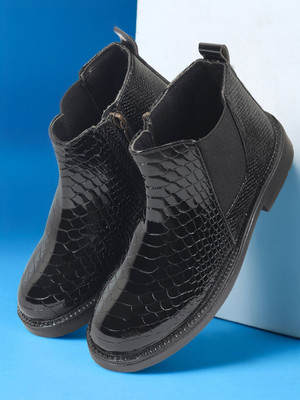 Freeplay Boys Zip Casual Boots(Black, 6-6.5 Years)