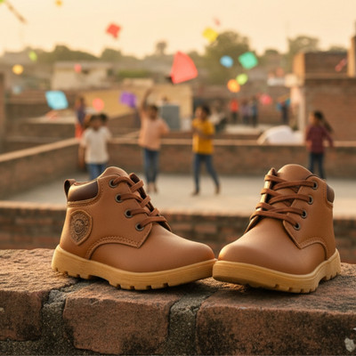 jootiyapa Boys & Girls Lace Walking Shoes(Tan, 5-5.5 YEARS)