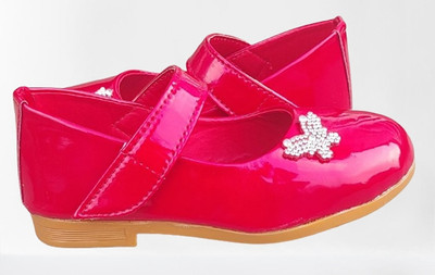 NEWLATESTGOODLOOKING & PERFECTFEELING WITH DEVICE Girls Velcro Ballerinas(Red, 8-8.5 year)