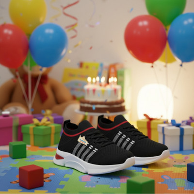 jootiyapa Boys Lace Sneakers(Black, 4.5-5 Years)