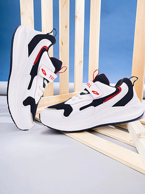 TRASE Boys Velcro Running Shoes(White, 7-8 Years)