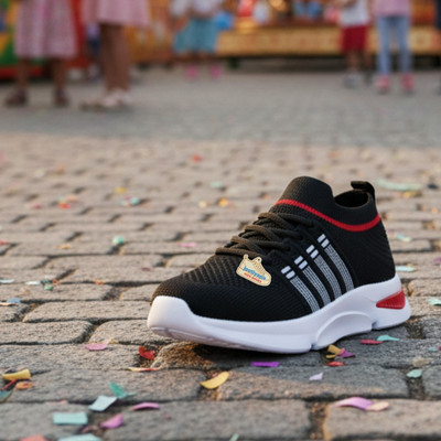 jootiyapa Boys Lace Sneakers(Black, 5-5.5 Years)