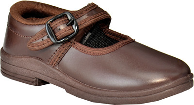 SIMATA Girls Buckle Ballerinas(Brown, 5-6 Years)
