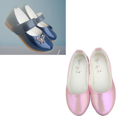New latest Girls Velcro Ballerinas(Blue, 8-8.5yr)