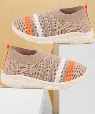 LEVOT Boys & Girls Slip on Sneakers(Beige, 9-12 MONTHS)