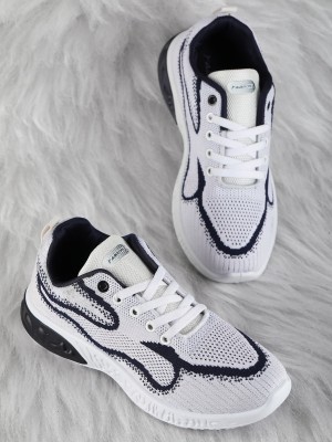 Abros Boys & Girls Velcro Running Shoes(White)