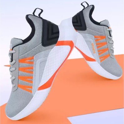 Crazyly Boys Lace Running Shoes(Grey, 7-8 Years)