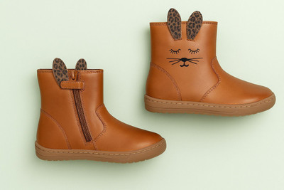 Partner Girls Zip Casual Boots(Tan, 3-4 year)