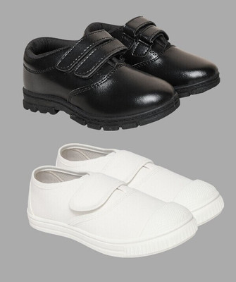 Firstcliq Boys & Girls Velcro School Shoes(Black, 8-9 Years)