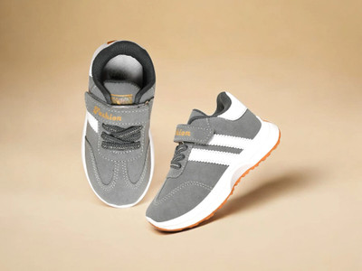 BINOS Boys & Girls Velcro Sneakers(Grey, 2.5-3 Years)