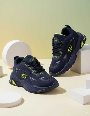 Crazyly Boys & Girls Lace Sneakers(Blue, 6-7 Years)