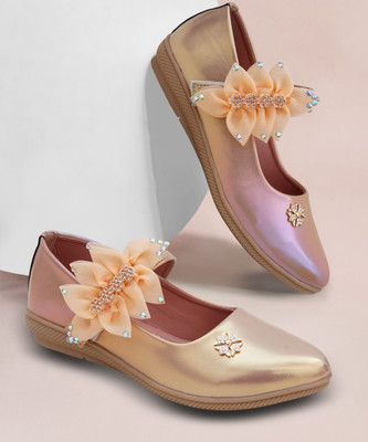Edee Girls Velcro Ballerinas(Tan, 3 To 3.5 Years)