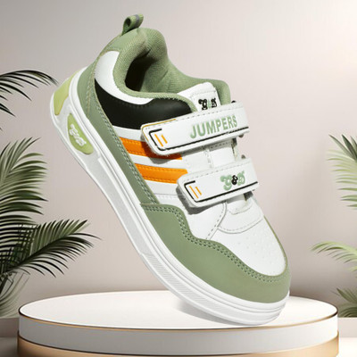 G&D Boys & Girls Velcro Sneakers(Green, 8-9 Years)