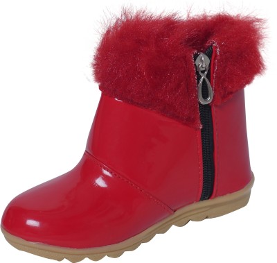 Ideal COLLECTION Girls Zip Casual Boots(Red, 21-24 Months)