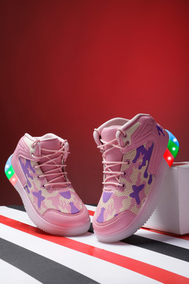 BINOS Boys & Girls Velcro LED Shoes(Pink, 3-3.5 years)