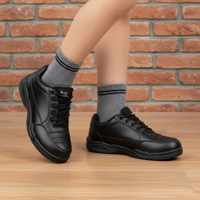 action Boys & Girls Lace School Shoes(Black, 8 Years)