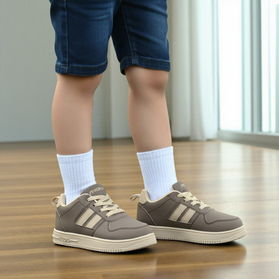 AEROKICK Boys Lace Sneakers(Beige, 7-7.5 Years)