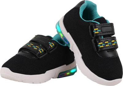 LEVOT Boys & Girls Velcro Running Shoes(Green, 3.5-4 Years)