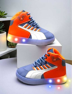 BINOS Frozen Boys & Girls Lace Sneakers(Orange, 3.5-4 Years)