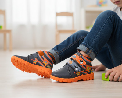MILKY WEAR Mickey Boys & Girls Strap Casual Boots(Grey, 18-24 MONTHS)