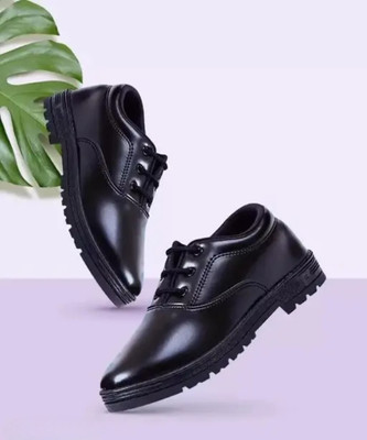 N2PRO Boys & Girls Lace School Shoes(Black, 10-11 YEARS)