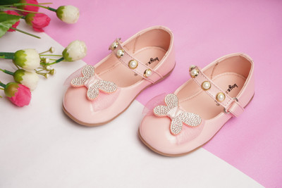BOYZ N GALZ Girls Velcro Ballerinas(Pink, 3.5-4 years)