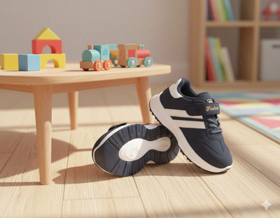 BINOS Boys & Girls Velcro Running Shoes(Dark Blue, 18-24 Months)