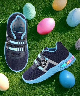 LEVOT Boys & Girls Velcro Running Shoes(Light Blue, 3.5-4 Years)
