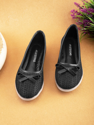 Stefens Girls Slip on Ballerinas(Black, 3-3.5 YEAR)