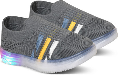 BINOS Boys & Girls Slip on Sneakers(Grey, 4-4.5 Years)