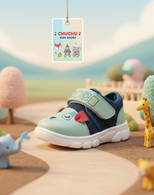 JOSMOS Boys Velcro Sneakers(Blue, 0-3 Months)