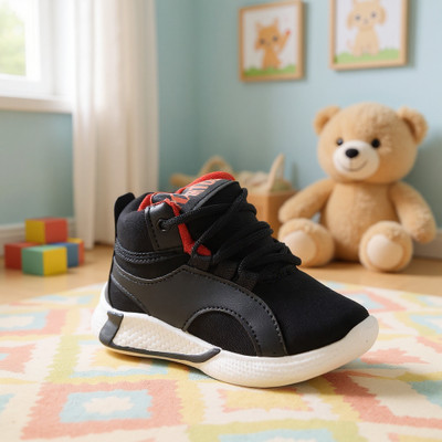 RIYU Boys & Girls Lace Casual Boots(Black, 15-20 Months)