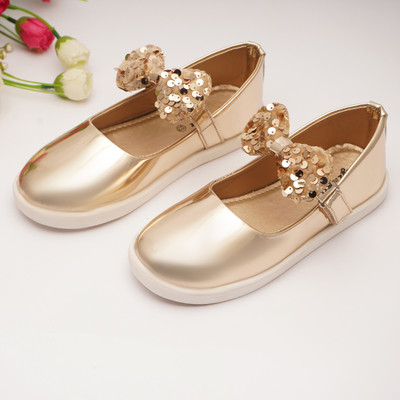 BOYZ N GALZ Girls Velcro Ballerinas(Gold, 2.5-3 years)