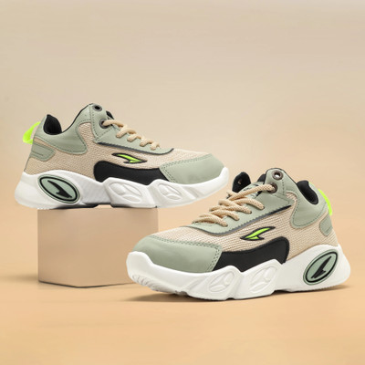 asian Boys Lace Sneakers(Beige, 4 - 5 Years)
