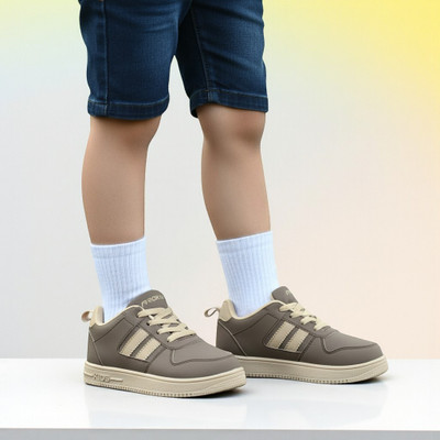 AEROKICK Boys Lace Sneakers(Beige, 2.5-3 Years)