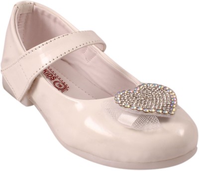 AJ MART FOOT CARE Girls Velcro Ballerinas(White)