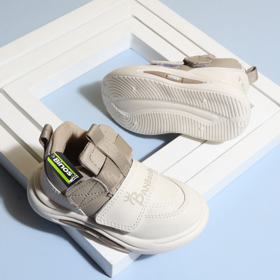 BINOS Boys & Girls Velcro Sneakers(Brown, 10-12 Years)
