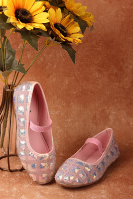 BOYZ N GALZ Girls Velcro Ballerinas(Pink, 6.5-7 years)
