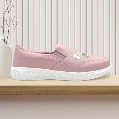 KazarMax Girls Slip on Sneakers(Pink)