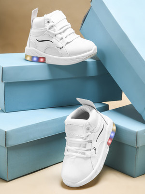 ABLESTEP Boys Velcro Sneakers(White, 7.5-8 Year)