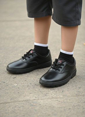 action Boys & Girls Lace School Shoes(Black, 11-12 Years)
